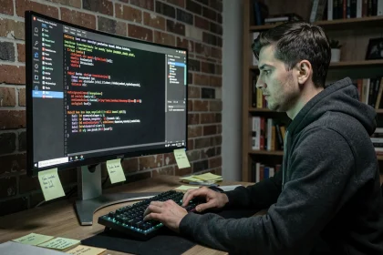 Développeur analysant des erreurs système sur un terminal Kali Linux pour réparer une installation cassée