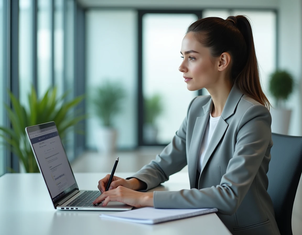 Employée administrative notant les solutions pour corriger une erreur de connexion à http://messagerie.aphp.fr