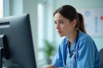 Professionnelle de santé frustrée face à une erreur de connexion sur le portail messagerie APHP
