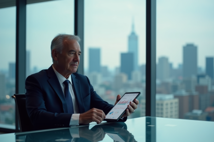 Homme d'affaires en costume dans un bureau moderne