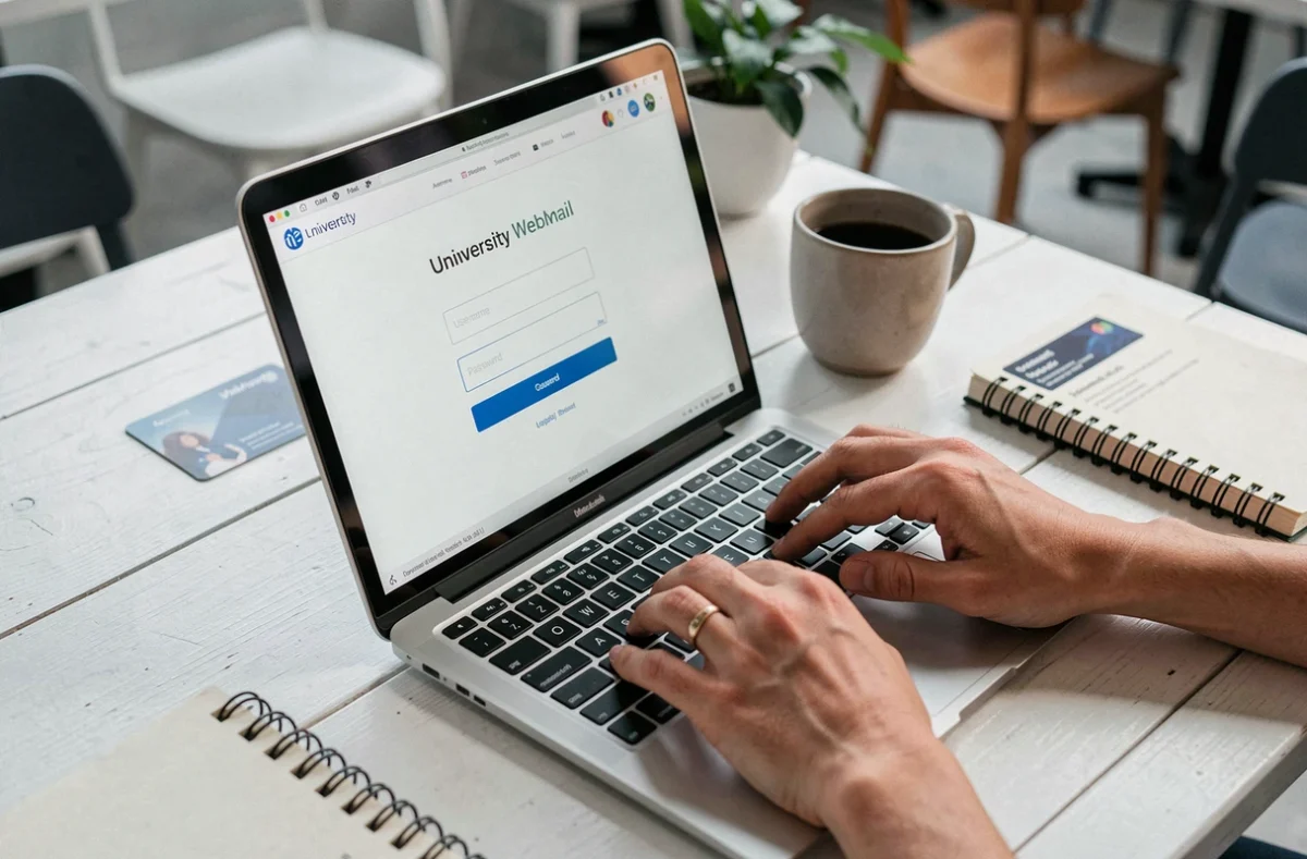 Gros plan sur les mains d'un étudiant saisissant ses identifiants de connexion au webmail universitaire de Nantes