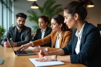 Groupe de jeunes professionnels en réunion de travail