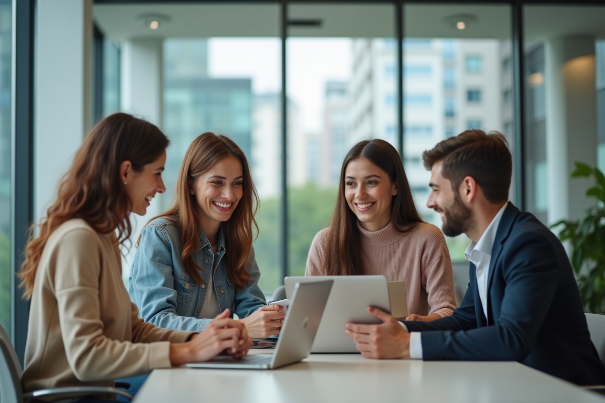 Groupe de jeunes professionnels en réunion de travail