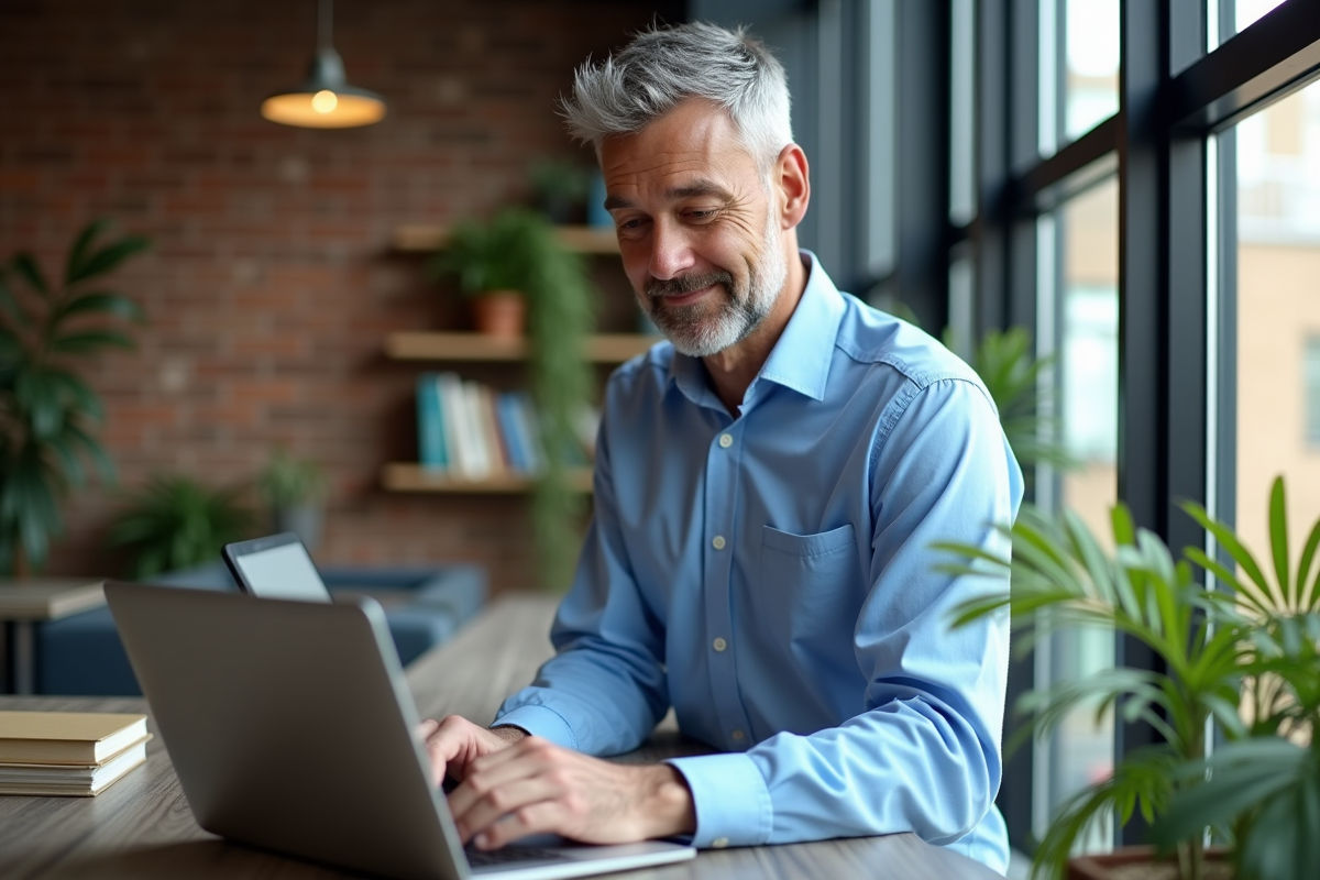 Homme d age moyen vérifiant une checklist GDPR au bureau