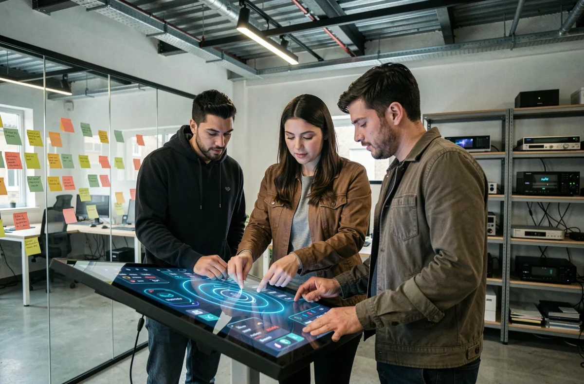 Équipe de Motionlab collaborant sur un projet numérique et innovant dans leurs bureaux à Lille