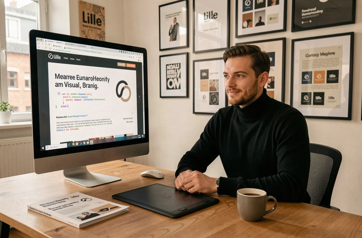 Développeur créatif travaillant sur un projet de développement web et identité visuelle pour Titan Productions à Lille