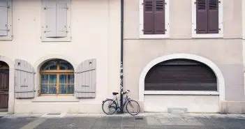 commuters bike parked on light post